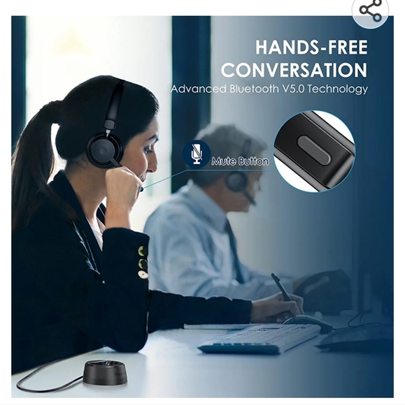 Mopchnic Bluetooth Headset, Wireless Headset w Microphone AI Noise Canceling - Picture 6 of 13